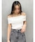 オフショルリブニットトップス
