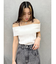 オフショルリブニットトップス