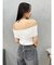 オフショルリブニットトップス