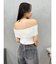 オフショルリブニットトップス