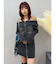 オフショルデニムミニワンピース
