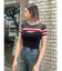 シアーボーダーサマーニットトップス