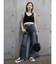 シンプルワイドデニムパンツ