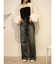 シンプルワイドデニムパンツ