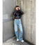 シンプルワイドデニムパンツ
