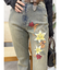 Embroideryフレアデニムパンツ