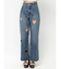 ハートカッティングワイドデニムパンツ