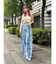 フリンジデザインボリュームワイドデニムパンツ