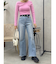 シンプルワイドデニムパンツ