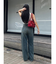 シンプルワイドデニムパンツ