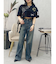 シンプルワイドデニムパンツ