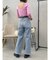 シンプルワイドデニムパンツ
