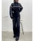 ボアステッチワイドデニムパンツ【セットアップ着用可能】