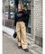 ロールアップタックワイドパンツ