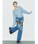 レースドッキングワイドデニムパンツ