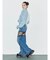 レースドッキングワイドデニムパンツ