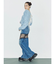 レースドッキングワイドデニムパンツ