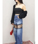 レースドッキングワイドデニムパンツ