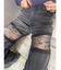 レースドッキングワイドデニムパンツ