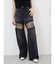 レースドッキングワイドデニムパンツ