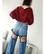 レースドッキングワイドデニムパンツ