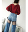 レースドッキングワイドデニムパンツ