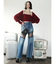レースドッキングワイドデニムパンツ