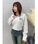 ワンポイントハーフジップショートニットトップス