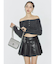 ヴィンテージライクフェイクレザープリーツミニスカート【セットアップ着用可能】