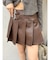 ヴィンテージライクフェイクレザープリーツミニスカート【セットアップ着用可能】