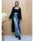 ビジューハートカッティングワイドデニムパンツ