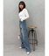 ビジューハートカッティングワイドデニムパンツ