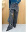 ビジューハートカッティングワイドデニムパンツ