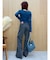 ビジューハートカッティングワイドデニムパンツ