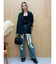 リボンレースワイドデニムパンツ
