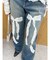 リボンレースワイドデニムパンツ
