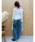 リボンレースワイドデニムパンツ