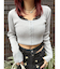 フロントホックレースドッキングニットトップス
