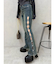 サイドビジューフレアデニムパンツ
