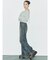 サイドギャザーリボンセミワイドデニムパンツ