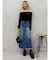 サイドビジューカットロングデニムスカート