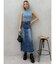 サイドビジューカットロングデニムスカート