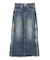 サイドビジューカットロングデニムスカート