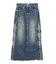 サイドビジューカットロングデニムスカート