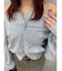 フロントジップオフショルスウェットトップス【セットアップ着用可能】