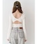 バックリボンスクエアネックリブトップス