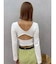 バックリボンスクエアネックリブトップス