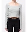 バックリボンスクエアネックリブトップス