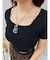 ワンポイントビジューチェーンニットトップス