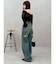 BACKスラッシュレースワイドデニムパンツ